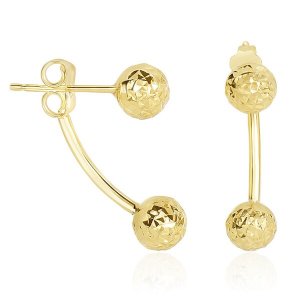 Unbranded 89667 14k Yellow Gold Double Sided Diamond Cut Ball Earrings