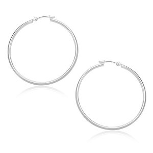 Unbranded 67050 14k White Gold Polished Hoop Earrings (30mm)