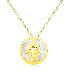 Unbranded 69386-16 14k Yellow Gold Necklace With Hand Of Hamsa Symbol 