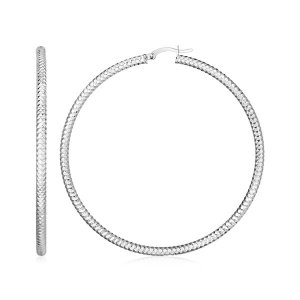 Unbranded 72966 Sterling Silver Large Hoop Earrings With Braid Texture