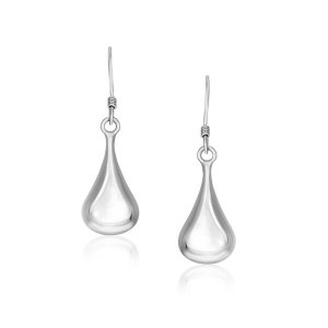 Unbranded 43945 Sterling Silver Long Teardrop Shape Puff Drop Earrings