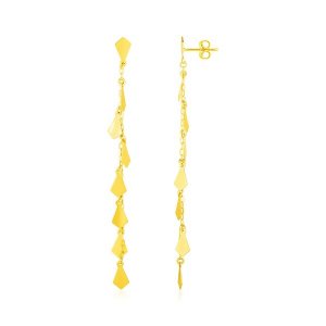 Unbranded 06985 14k Yellow Gold Polished Diamond Motif Dangle Earrings