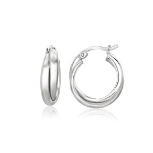 Unbranded 64240 Sterling Silver Dual Round Entwined Hoop Earrings