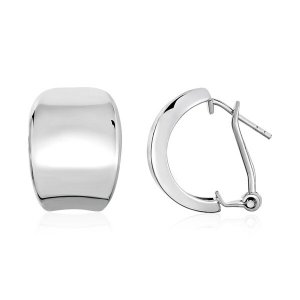 Unbranded 62994 Polished Graduated Width Half-hoop Earrings In Sterlin