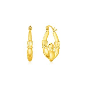 Unbranded 56490 14k Yellow Gold Claddagh Symbol Hoop Earrings