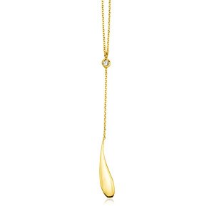 Unbranded 52669-18 14k Yellow Gold Teardrop Lariat Necklace With Diamo