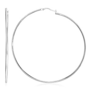 Unbranded 08850 Sterling Silver Large Half Round Polished Hoop Earring