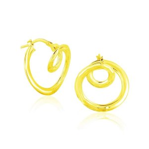 Unbranded 38655 14k Yellow Gold Textured Coil Style Hoop Earrings