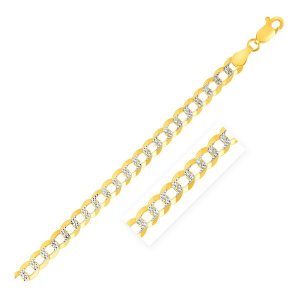 Unbranded 05759-7 3.6mm 14k Two Tone Gold Pave Curb Bracelet Size: 7''