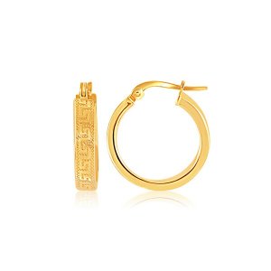 Unbranded 52629 14k Yellow Gold Greek Key Small Hoop Earrings