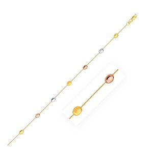 Unbranded 73597-10 14k Tri-color Gold Puffed Oval Shape Station Adjust