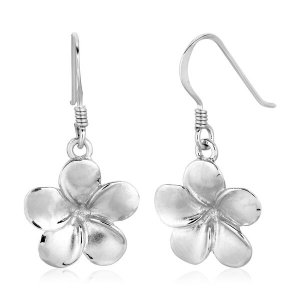 Unbranded 82096 Sterling Silver Matte Textured Flower Dangle Earrings