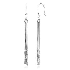 Unbranded 08844 Sterling Silver Snake And Bead Chain Tassel Earrings