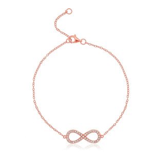 Unbranded 46990-7 Sterling Silver Rose Toned Infinity Symbol Bracelet 