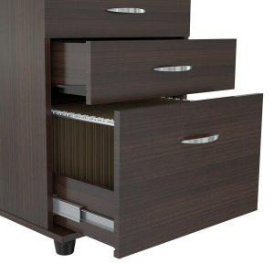 Homeroots.co 249816 Espresso Finish Wood Three Drawer Filing Cabinet