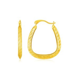 Unbranded 60944 14k Yellow Gold Textured Square Hoop Earrings