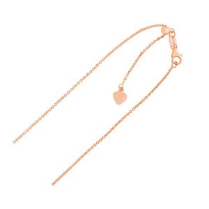 Unbranded 55509-22 Adjustable Cable Chain In 14k Rose Gold (1.0mm) Siz