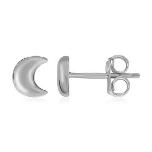 Unbranded 39927 14k White Gold Post Earrings With Moons