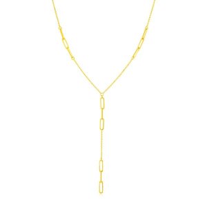 Unbranded 89449-17 14k Yellow Gold Lariat Necklace With Paperclip Chai