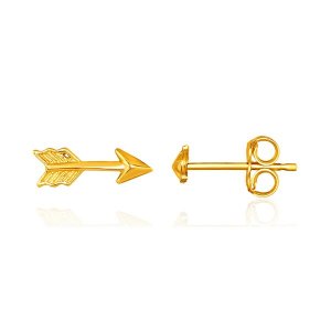 Unbranded 39592 14k Yellow Gold Single Post Earring With Textured Arro