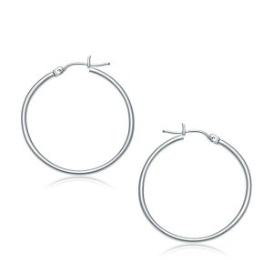 Unbranded 28966 10k White Gold Polished Hoop Earrings (30 Mm)