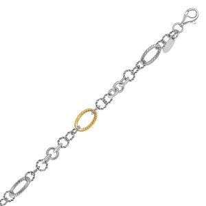 Unbranded 67905-7.5 18k Yellow Gold And Sterling Silver Rope Motif Sta