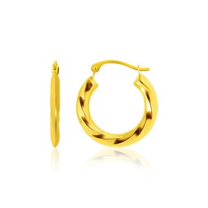 Unbranded 78248 14k Yellow Gold Wavy Texture Hoop Earrings