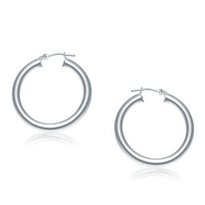 Unbranded 99843 14k White Gold Polished Hoop Earrings (30 Mm)