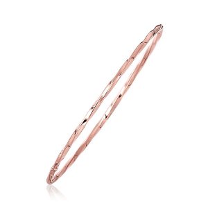 Unbranded 00694-8 14k Rose Gold Thin Twisted Shiny Bangle Size: 8''