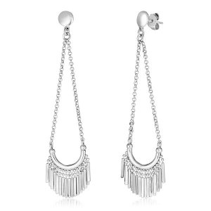 Unbranded 02444 Sterling Silver Polished Earrings With Fringe