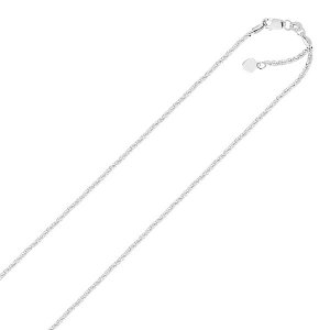 Unbranded 97907-22 10k White Gold Adjustable Sparkle Chain 1.5mm Size: