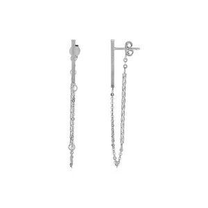 Unbranded 06345 14k White Gold Bar And Chain Dangle Earrings