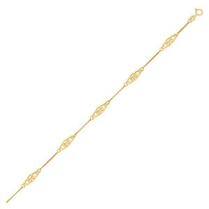 Unbranded 97375-10 14k Yellow Gold Anklet With Fancy Diamond Shape Fil