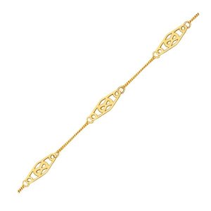 Unbranded 97375-10 14k Yellow Gold Anklet With Fancy Diamond Shape Fil