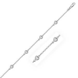 Unbranded 74585-7 14k White Gold Rolo Chain Bracelet With Puffed Heart