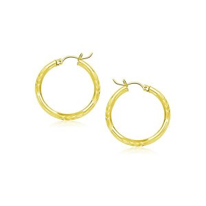 Unbranded 67504 10k Yellow Gold Diamond Cut Hoop Earrings (15mm)