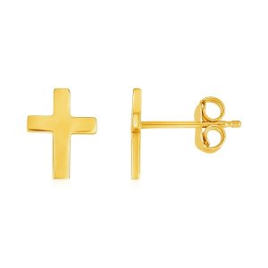 Unbranded 76748 14k Yellow Gold Post Earrings With Crosses