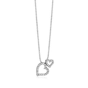 Unbranded 06598-18 Sterling Silver Necklace With Two Open Hearts And C