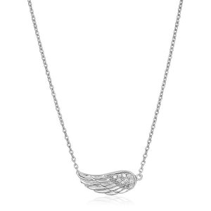 Unbranded 77500-18 Sterling Silver Textured Angel Wing Necklace Size: 