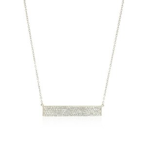 Unbranded 63470-18 Wide Bar Necklace With Cubic Zirconia In Sterling S