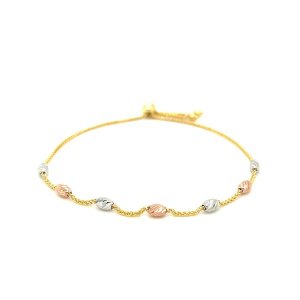 Unbranded 56777-9.25 14k Tri-color Gold Textured Oval Station Lariat S