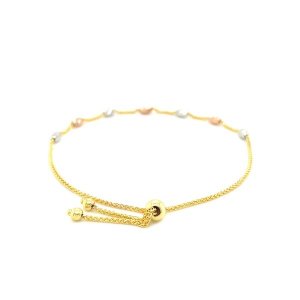 Unbranded 56777-9.25 14k Tri-color Gold Textured Oval Station Lariat S