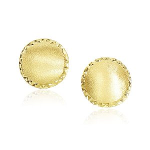 Unbranded 78670 14k Yellow Gold Dome Satin Finish Earrings With Diamon