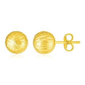 Unbranded 83993 14k Yellow Gold Ball Earrings With Linear Texture