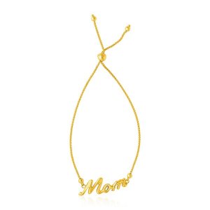 Unbranded 76304-9.25 14k Yellow Gold Mom Style Lariat Bracelet Size: 9