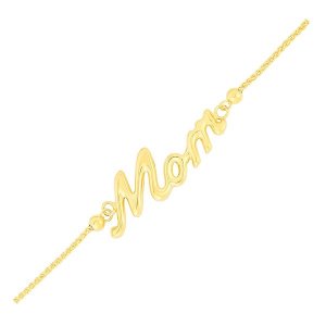 Unbranded 76304-9.25 14k Yellow Gold Mom Style Lariat Bracelet Size: 9