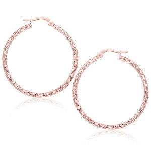 Unbranded 34393 Large Textured Hoop Earrings In 10k Rose Gold