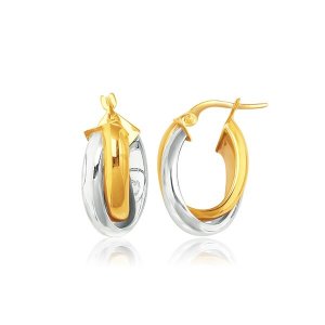 Unbranded 91853 14k Two-tone Gold Double Row Intertwined Oval Hoop Ear