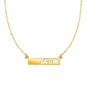 Unbranded 53640-17 14k Yellow Gold Pendant With Mom On Horizontal Bar 