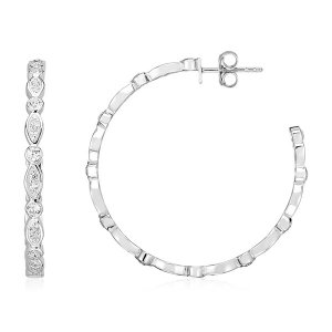 Unbranded 66070 Sterling Silver Hoop Earrings With Round And Marquise 